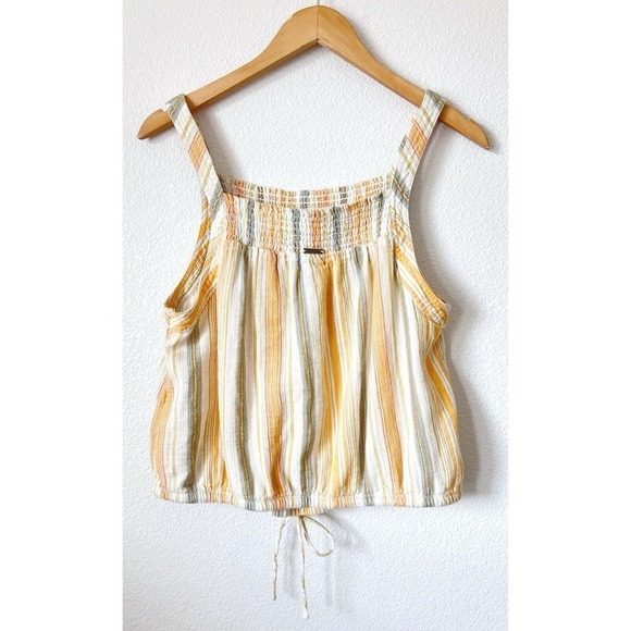 Prana Womens Size Large Tank Top Striped Organic Cotton Little Palm Cami Yellow - Picture 3 of 7